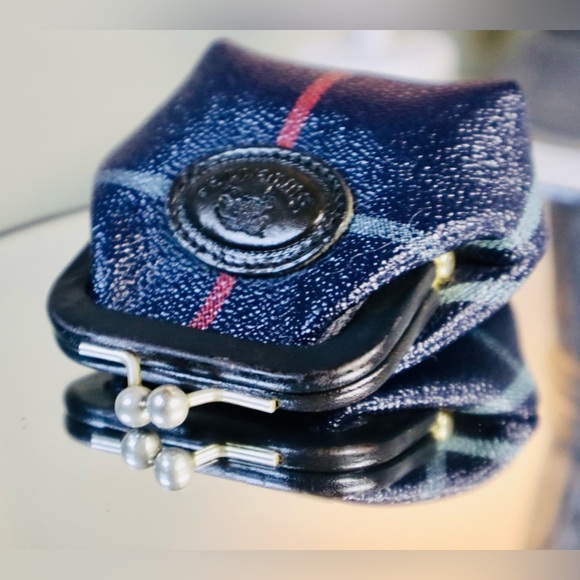 “HOST PICK” VTG Authentic Burberrys vintage leather coin  nova check kiss lock - Picture 5 of 8